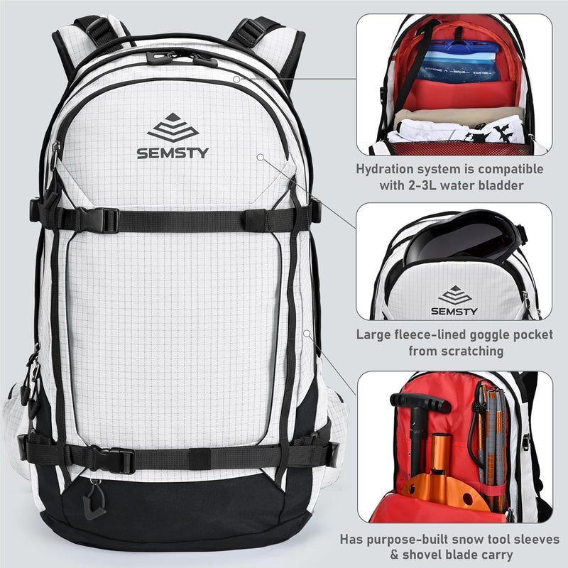 SEMSTY Ski and Snowboard Hydration Backpack - Cold-Weather Winter - 2L Water Reservoir and Insulated Harness - Image 2